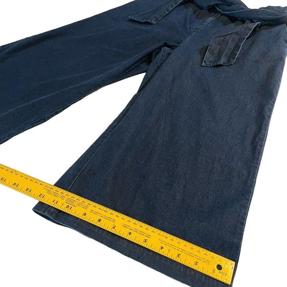 Mossimo Womens Dark Blue Light Denim Capri Pants Size S Front Belted High Waist - Picture 3 of 9